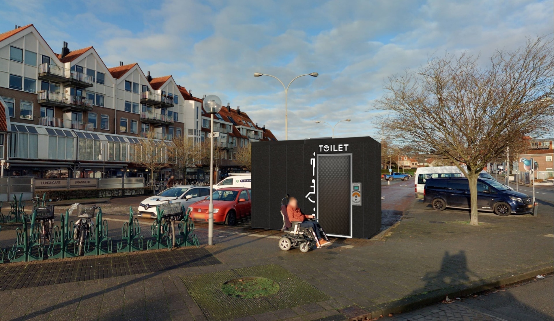 Toiletgebouw op de hoek van de Oostwal aan de kant van de Oostsingel.